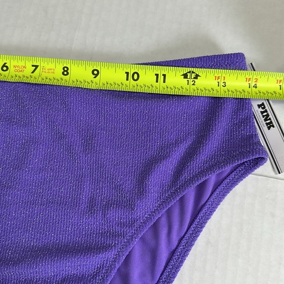 PINK Victoria’s Secret Glittery Purple Swim Bottom Size Large NWT Beach Vacation - Picture 6 of 9
